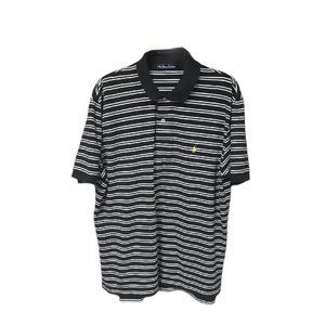 Men's Short Sleeve Ralph Lauren Polo Shirt Black With White Stripes Sz XL